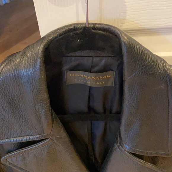 DONNA KARAN essentials collection black leather double breasted jacket - Picture 2 of 5